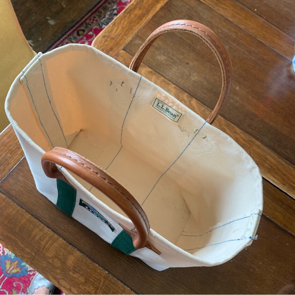 LL Bean canvas Leather Boat Tote - Rare - Picture 7 of 7